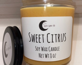 Sweet Citrus candle | soy wax candle | strong scented | toxin free | gift idea | organic candle