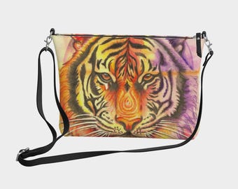 Striking Tiger Print Shoulder or Crossbody Strap Fabric Purse 100