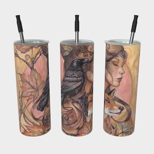 Becher Rotfuchs & Rabe: Göttlich-weibliches Tiertotem aus Edelstahl