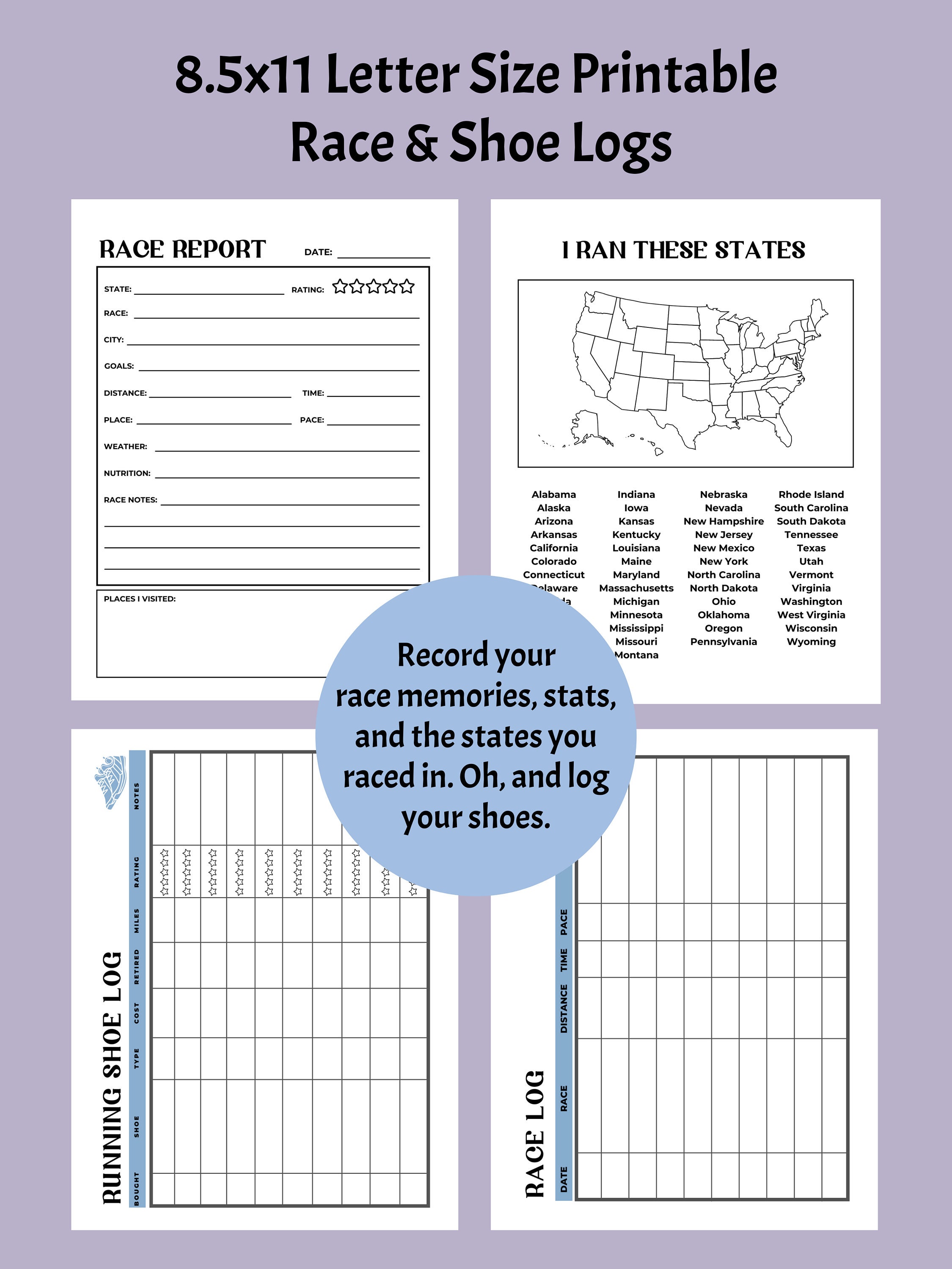 Printable Weekly Running Log Bundle With Bonus Trackers for Goals ...