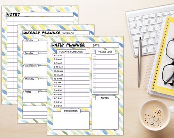 Printable Undated Planner - Daily, Weekly, Monthly, and Yearly Instant Download for School, Work, and Personal Planning