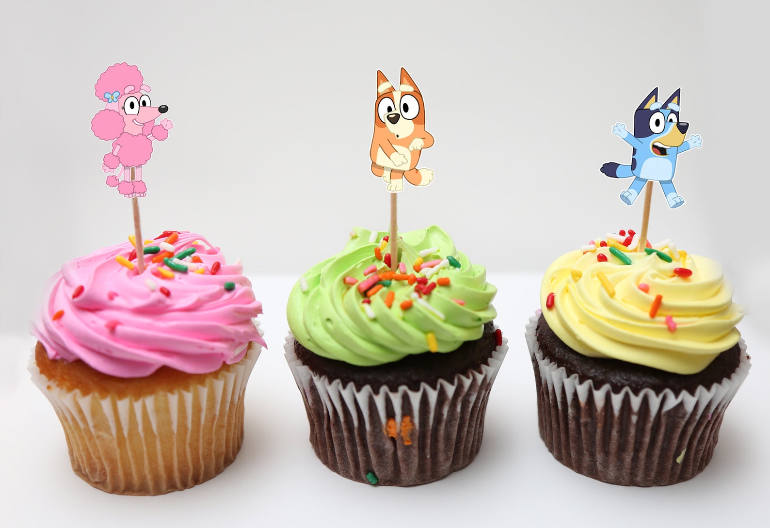 Bluey Cupcake Toppersblueybluey Party Decoration Kid Etsy