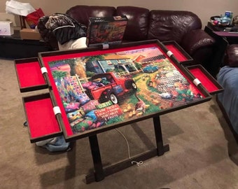 Table de puzzle 42 x 30 avec plateaux de tri et lot de supports de couvercle de boîte