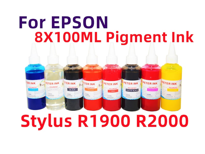 R2000 Ink 8X100ML Premium Pigment Refill Ink for Stylus R1900 R2000 Printer 87 ...