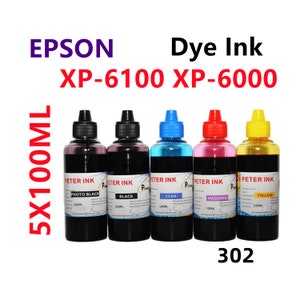 5X100ML Regular Dye Ink for XP 6000 xp 6100 Printer T302 302 refillable ink cartridges CISS