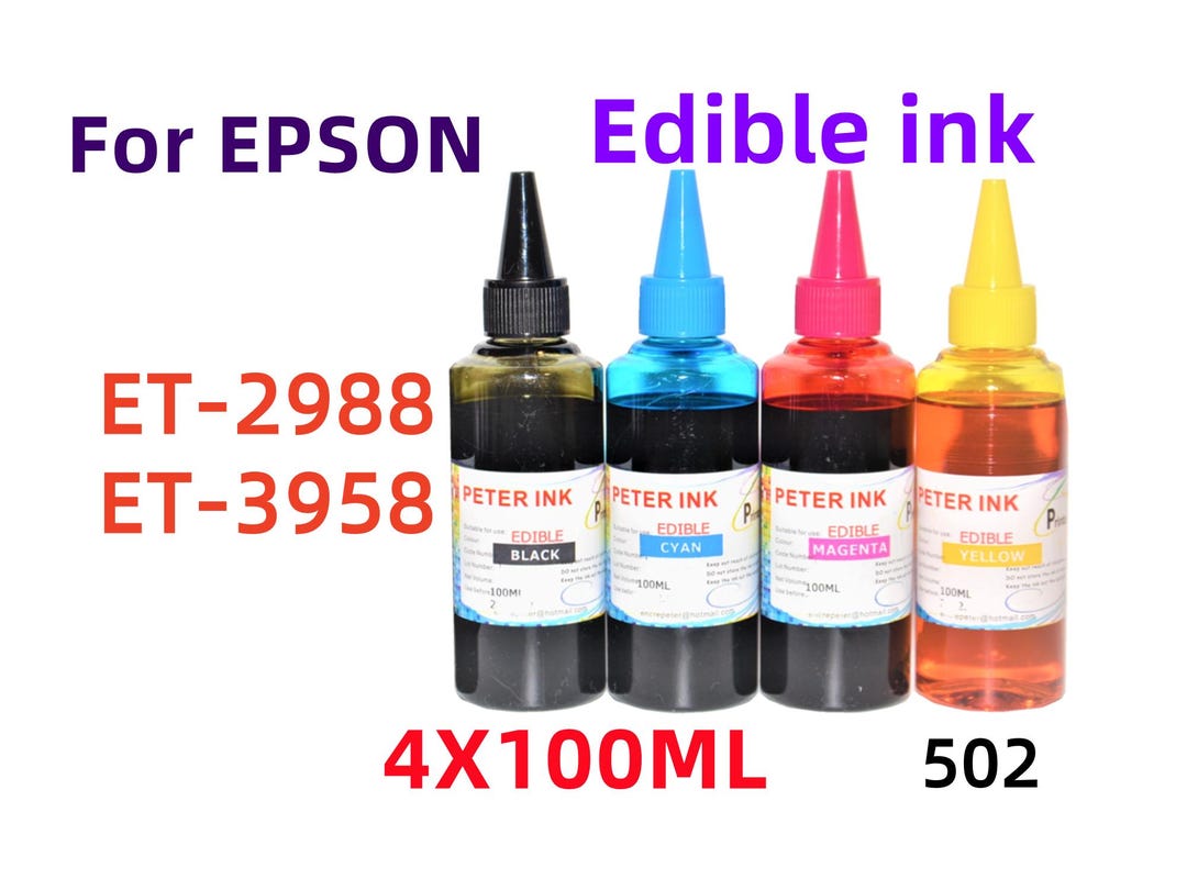 4X100ML Edible Refill Ink for ET-2988 Et-3958 Printer 502 - Etsy
