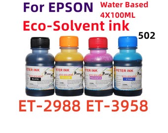 4X100ml Eco Solvent (water based) for ET Et-2988 ET-3958 Printer 502 for Transfers