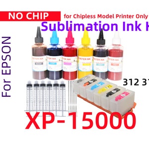 Chipless Sublimation refillable cartridges Kit, no chip, without chip, for Expression Photo hd XP-15000  for chipless  printer only 312 314