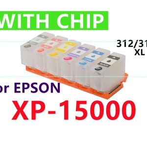 6pk Empty Refillable Ink Cartridge for Expression Photo hd XP-15000 Printer T312 T314 312 314 XL Cartridge with single use chips