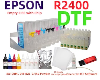 DTF Printing Kit for R2400 : CISS, Ink, Film, Powder, RIP