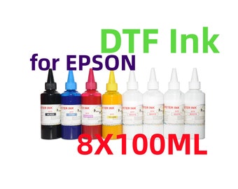 8X100ML Premium DTF Direct To Film refill Ink for Stylus R1800 R1900 R2000 R2400 R2880 SureColor P400 Printer