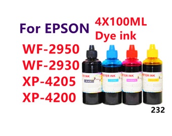 4X100ML Premium Regular Dye Ink for WF-2950 WF-2930 Xp-4200 Xp-4205 T232 232 refillable ink cartridges CISS
