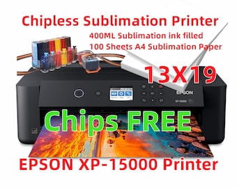 Impresora de sublimación de formato ancho XP-15000: Epson reacondicionada, sistema de tinta CISS sin chip, papel A4