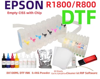 DTF Printing Kit for R800 R1800: CISS, Ink, Film, Powder, RIP