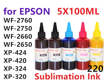 5X100ML Sublimation Ink for wf-2760 wf-2750 wf-2660 wf-2650 wf-2630 xp-420 xp-424 xp-320 xp-324 T220 Refillable ink cartridges CISS