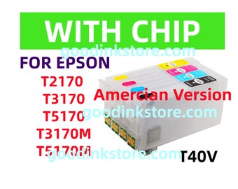 4pk T40V Refillable Ink Cartridges for Epson SureColor T2170 T3170 T5170 (With Chip)