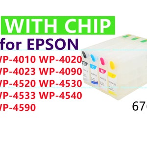 4pk Empty Refillable Ink Cartridge for Workforce pro Wp-4010 Wp-4020 Wp-4023 Wp-4090 Wp-4520 Wp-4530 Wp-4533 Wp-4540 Wp-4590 T676 676