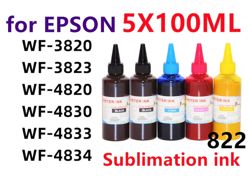 5x100ml Sublimation Ink for Epson Wf3820 Wf3823 Wf4820 Etsy