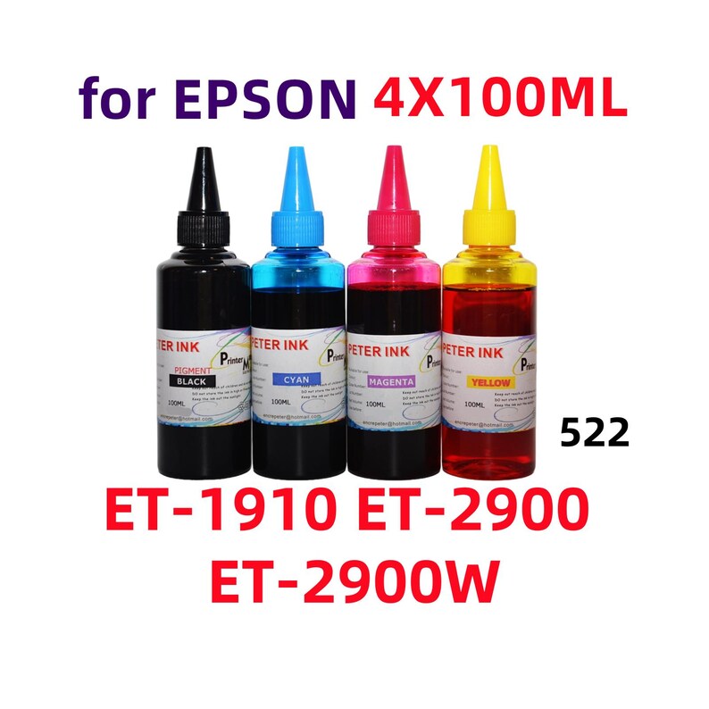 4X100ML Premium ink refills for ET2900 ET-2900W ET-2900 ET-1910 Printer 522 afbeelding 2