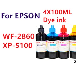 4X100ML Regular Dye Ink for WF2860 XP5100 Printer T202 202 Refillable ink cartridges CISS