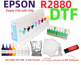 DTF Printing Kit for R2400 : CISS, Ink, Film, Powder, RIP