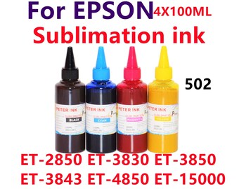 4X100ML Premium Sublimation refillable Ink for EcoTank et-2850 ET-3830 Et-3850 Et-3843 Et-4750 Et-4850 ET-15000 T502