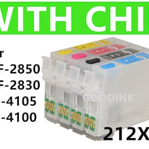 4pk Empty Refillable Ink Cartridge Workforce Wf 2850 Wf 2830 Expression Xp 4105 Xp 4100 xp 4100 Printer T212 212 XL with single use chips