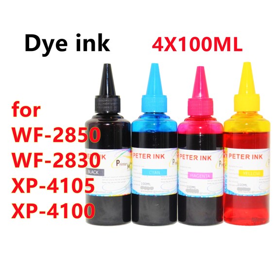 4X100ML Regular Dye Ink for WF2850 WF2830 XP4105 XP4100 Printer T212 212 Refillable ink cartridges CISS