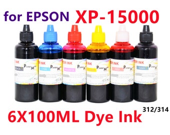 6X100ML Regular Dye Ink for XP 15000 Printer T312 t314 312 314 refillable ink cartridges cis  CISS