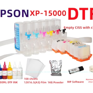 DTF tools kit CISS for Expression Photo hd Xp-15000 Xp 15000 xp1500 T312 T314 312 314 XL with single use chips for Dtf Printing