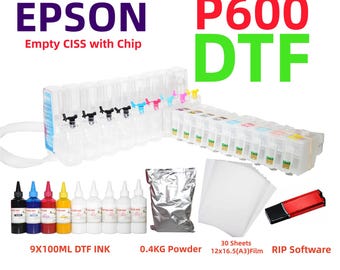 DTF Printing Kit for P600 : CISS, Ink, Film, Powder, RIP