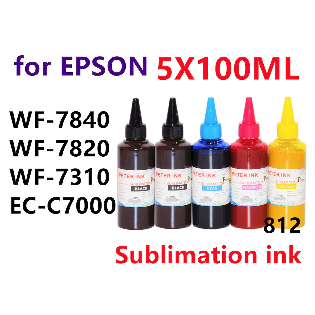 5x100ml Sublimation Ink for Epson Wf7840 Wf7820 Wf7310 ECC7000