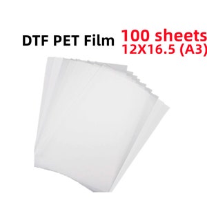 Premium DTF PET Film 12 inch X 16.5 inch (A3) 100 Sheets for Heat Transfers
