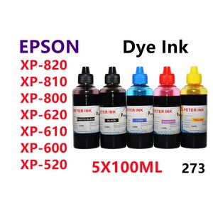 5X100ML Regular Dye Ink for Xp 820 Xp 810 Xp 800 Xp 620 xp 610 xp600 xp520 xp510 xp500 Printer T273 273 refillable ink cartridges CISS