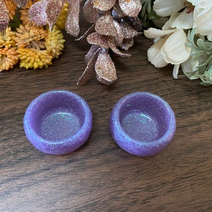 Sparkling purple ring/earrings bowl set (2)