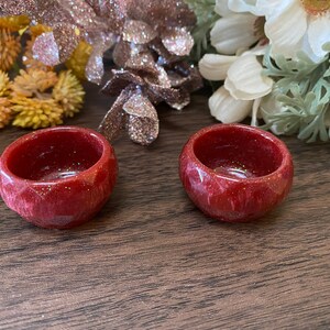 Sparkling red ring/earrings bowl set (2)