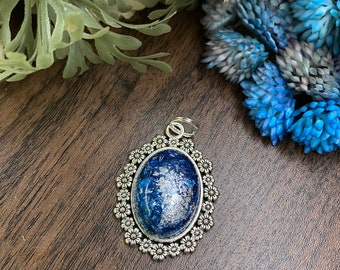 Dark blue and silver pendant