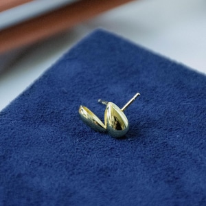 14K Gold-Plated Sterling Silver Teardrop Stud Earrings • 5×8mm Water Drop Minimalist Earrings • Modern Everyday Fine Jewelry Gift