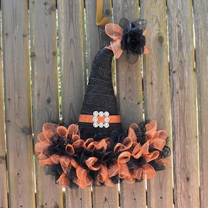 Witch Hat Wreath/Halloween Wreath/Deco Mesh Witch Hat Wreath
