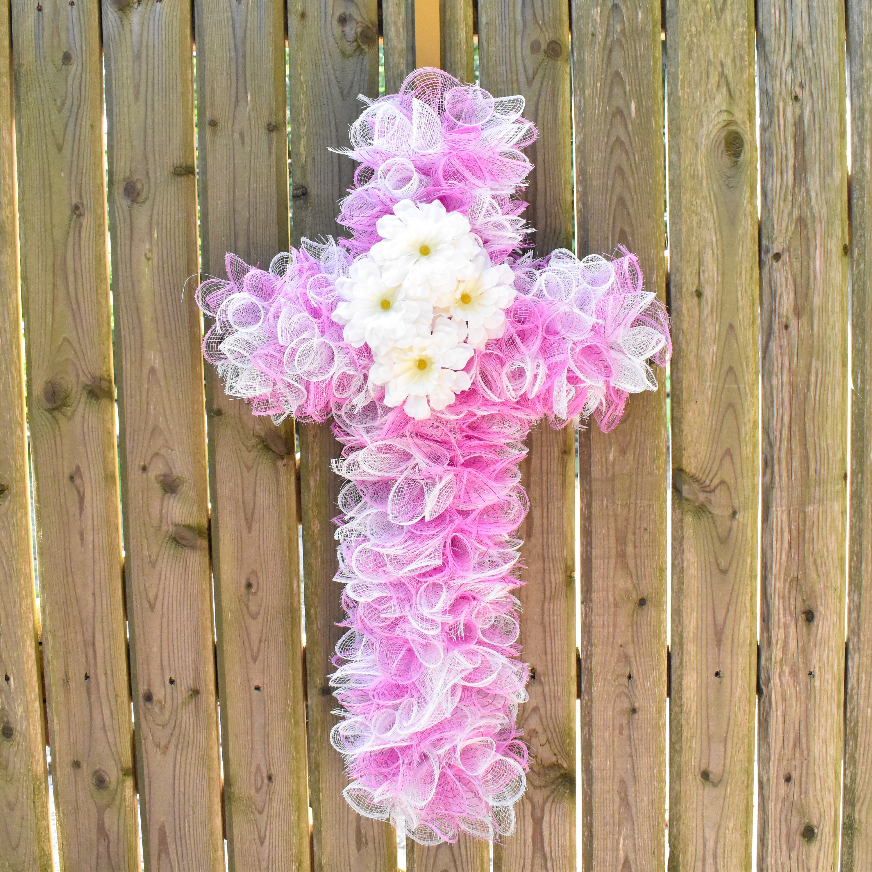 Cross Wreath, Deco Mesh Cross Wreath, Memorial Wreath, Easter Cross