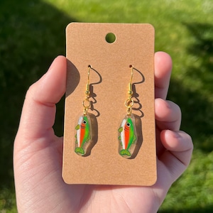 Rainbow Trout Fish Shrinky Dink Drop Earrings