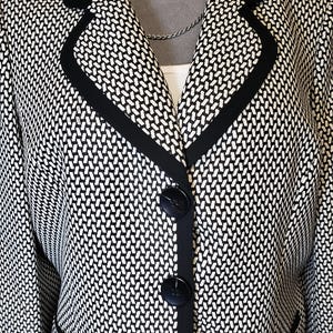 Kasper Black and White Jacket with Black Trim