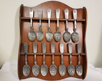 Franklin Mint 13 Original American Colonies Pewter Spoon Set