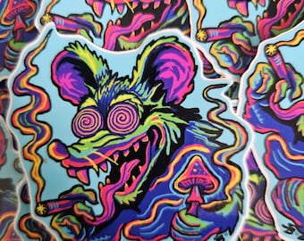 Trippy Rat Fink Vinyl Sticker – Psychedelic Chaos Gremlin