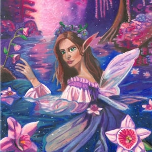 Water Fae – 11x14 Fantasy Fairy Art Print | Pastel Artwork