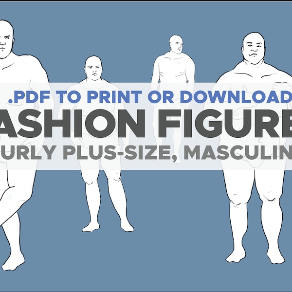 FASHION FIGURES - croquis - Body Diversity series: burly plus-size, masculine