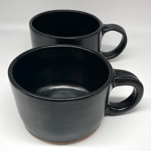 Matte Black Ceramic Mugs Etsy