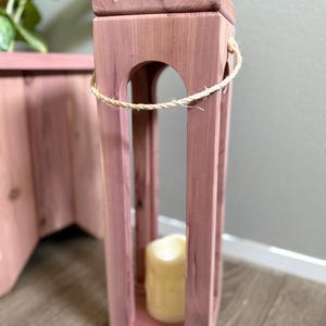 Cedar lantern home decor for battery operated candle