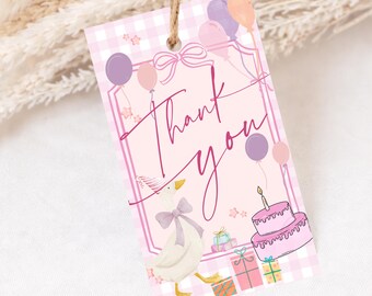Dumme Gans Erster Geburtstag Dankeschön-Tag, ein Geburtstagsparty Favor Tag, Gans Thema Dankeschön-Karte, Canva bearbeitbare Vorlage, druckbares Tag