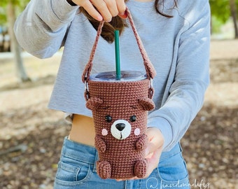 Crochet Bear Coffee Cozy Pattern – Animal Tea Sleeve (PDF Download)